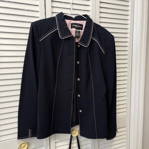 Sag Harbor Black Blazer with Pink Trim